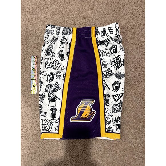Mitchell & Ness L.A Lakers HWC Doodle Shorts Mens Medium - Picture 2 of 6